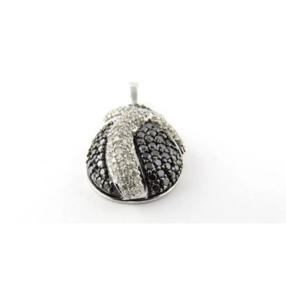 Vintage 14K White Gold Black and White Diamond Pendant #2332 - Picture 4 of 6